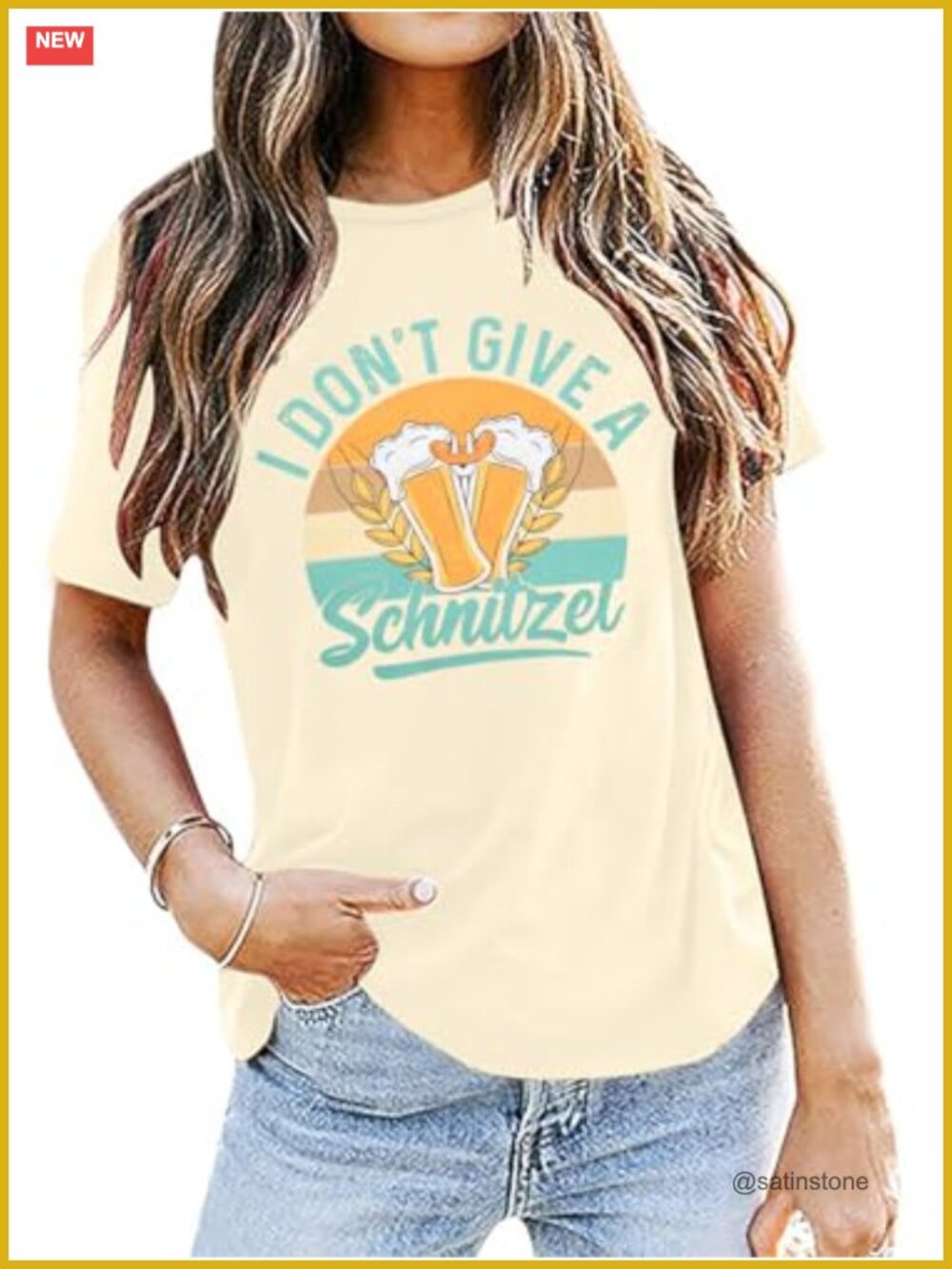 Women Funny Oktoberfest Shirt I Don't Give A Schnitzel Cotton Blend Graphic Tee